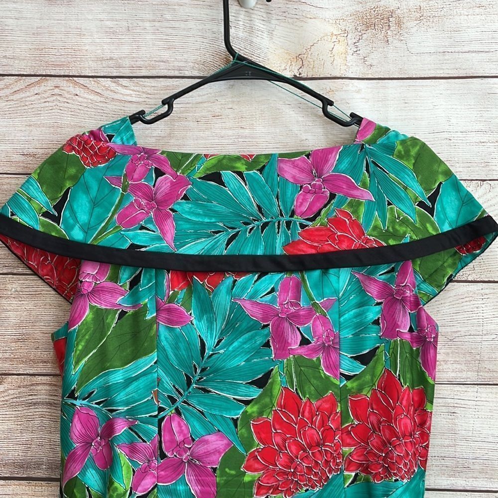 VINTAGE JOAN LESLIE TROPICAL PRINT DRESS - Picture 9 of 11
